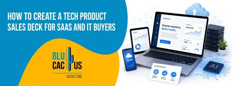 Tech product sales deck banner for SaaS and IT buyers by BluCactus