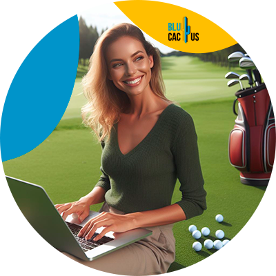 BluCactus - person using laptop in a golf place