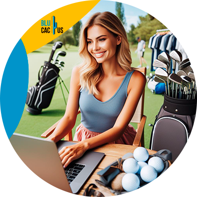 BluCactus - woman using laptop in golf camp