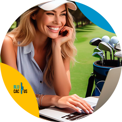BluCactus - person using laptop in a golf place